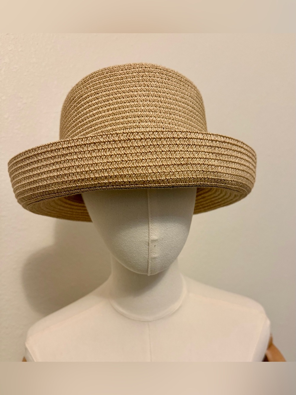 Betmar NY - Straw Fedora Hat with Metal Logo - Natural Beige - Picture 2 of 6